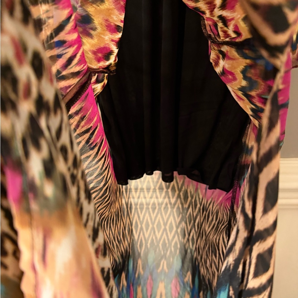 Sami + Dani Plus Size 18W Colorful Ikat Print Faux Wrap Maxi Dress - Picture 9 of 10